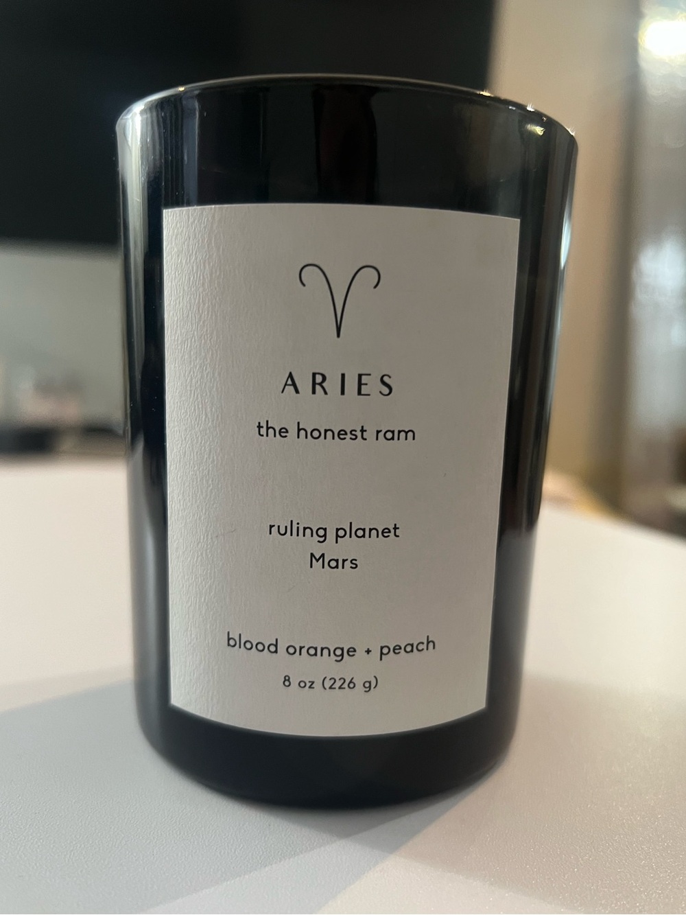 Aries Zodiac Candle Blood Orange + Peach Soy Wax Blend 8 oz - Picture 2 of 5